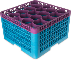 Rack OptiClean NeWave para vasos con 20 compartimentos y 5 extensiones integradas lavanda/azul Carlisle