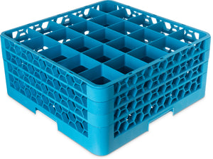 Rack OptiClean para vasos con 25 compartimentos y 3 extensiones 8.72" azul Carlisle