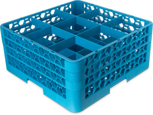 Rack OptiClean para vasos con 9 compartimentos y 3 extensiones 8.72" azul Carlisle