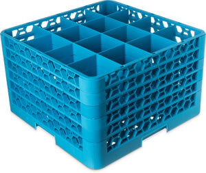Rack OptiClean para vasos con 16 compartimentos y 5 extensiones 11.9" azul Carlisle