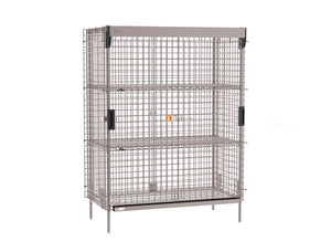 Metro Super Erecta Stationary Security Shelving Unit con SlideSecure Sliding Door, epóxico Metroseal gris 28.5 x 50.5 x 66.8125 pulg