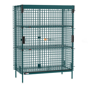 Metro Super Erecta Stationary Security Shelving Unit con SlideSecure Sliding Door, epóxico Metroseal verde 28.5 x 50.5 x 66.8125 pulg