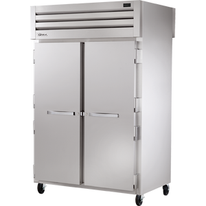 Refrigerador vertical de doble acceso de 52-5/8", 2 puertas frontales y 2 traseras, puertas sólidas, batientes