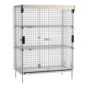 Metro Super Erecta Stationary Security Shelving Unit con SlideSecure Sliding Door, cromado 28.5 x 50.5 x 66.8125 pulg
