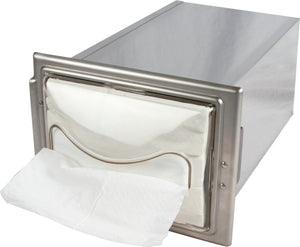 Dispensador de servilletas empotrable 12" acero inoxidable transparente
