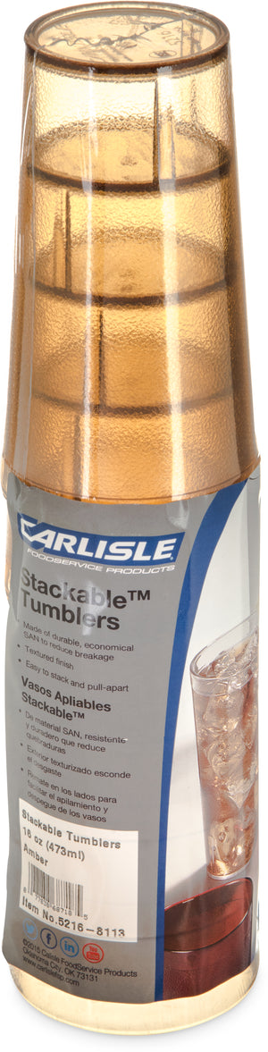 Vaso Stackable de SAN 16 oz paquete con 6 ámbar