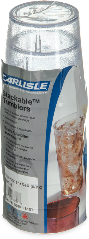 Vaso old fashioned Stackable de SAN 9 oz paquete con 6 transparente