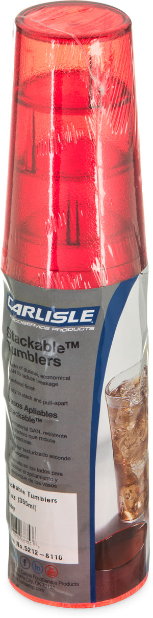 Vaso Stackable de SAN 12 oz paquete con 6 rubí
