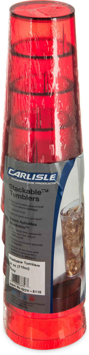 Vaso Stackable de SAN 24 oz paquete con 6 rubí