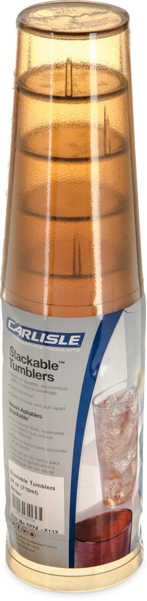 Vaso Stackable de SAN 24 oz paquete con 6 ámbar