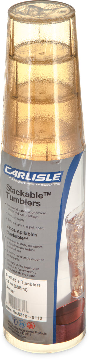 Vaso Stackable de SAN 12 oz paquete con 6 ámbar