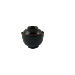 Bowl japonés de melamina para sopa y vegetales 8 oz bicolor negro/rojo