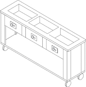 Módulo caliente DineXpress slim 3 pozos 77" x 19" x 36" acero inoxidable
