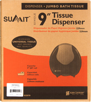 Dispensador Summit sencillo para papel higiénico jumbo 9" blanco/transparente"