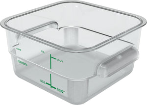 Contenedor cuadrado para alimentos de policarbonato 2 qt transparente