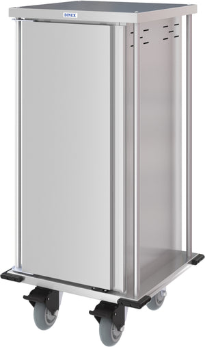 Carro compacto silencioso Dinex para entrega de alimentos puerta sencilla 1 charola por guía 1 charolas acero inoxidable