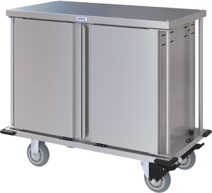 Carro compacto silencioso Dinex para entrega de alimentos doble puerta 1 charola por guía 1 charolas acero inoxidable