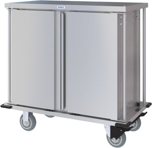 Carro compacto silencioso Dinex para entrega de alimentos doble puerta 1 charola por guía 1 charolas acero inoxidable