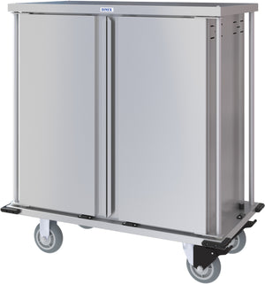 Carro compacto silencioso Dinex para entrega de alimentos doble puerta 1 charola por guía 1 charolas acero inoxidable