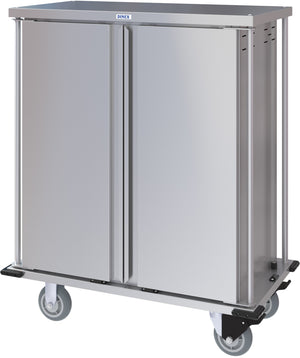 Carro compacto silencioso Dinex para entrega de alimentos doble puerta 1 charola por guía 1 charolas acero inoxidable