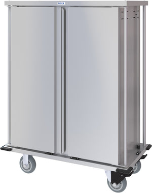 Carro compacto silencioso Dinex para entrega de alimentos doble puerta 1 charola por guía 1 charolas acero inoxidable