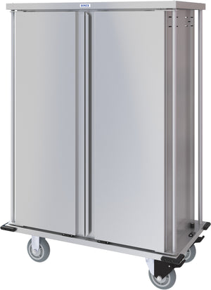 Carro compacto silencioso Dinex para entrega de alimentos doble puerta 1 charola por guía 1 charolas acero inoxidable