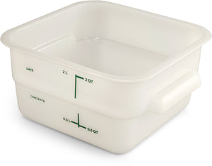 Contenedor cuadrado para alimentos de polietileno 2 qt blanco