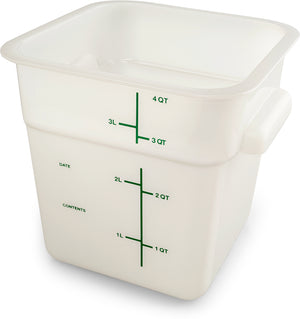 Contenedor cuadrado para alimentos de polietileno 4 qt blanco