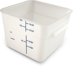 Contenedor cuadrado para alimentos de polietileno 12 qt blanco