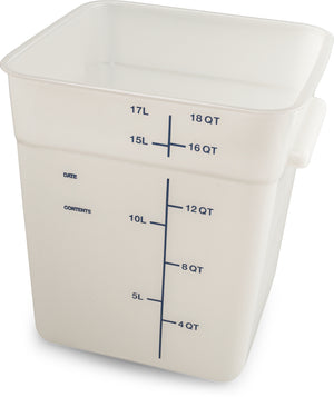 Contenedor cuadrado para alimentos de polietileno 18 qt blanco