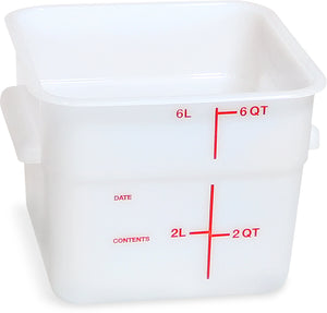 Contenedor cuadrado para alimentos de polietileno 6 qt blanco