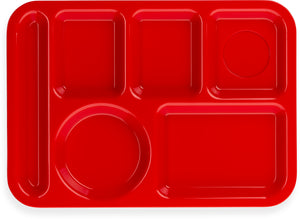 Charola de polipropileno izquierda de 6 compartimentos 10" x 14" roja