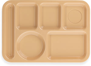 Charola de policarbonato izquierda de 6 compartimentos 10" x 14" tan