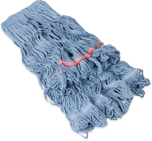 Cabezal de trapeador Flo-Pac grande looped-end azul con banda roja