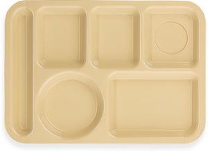 Charola de polipropileno izquierda de 6 compartimentos 10" x 14" tan