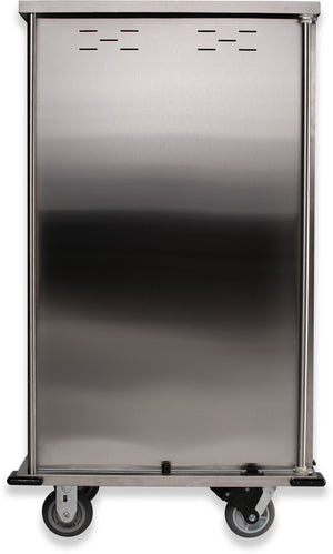 Carro compacto silencioso Dinex para entrega de alimentos puerta sencilla 2 charolas por guía 2 charolas acero inoxidable