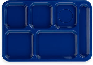 Charola de polipropileno derecha de 6 compartimentos 10" x 14" azul