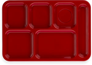 Charola ABS derecha de 6 compartimentos 10" x 14" roja