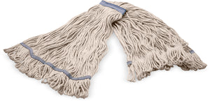 Cabezal de trapeador extra grande looped-end natural con banda azul 4 capas