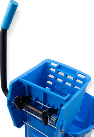 Cubeta comercial para trapeador con exprimidor lateral 26 qt azul