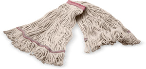 Cabezal de trapeador grande looped-end natural con banda roja 4 capas