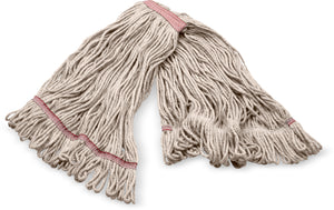 Cabezal de trapeador antimicrobiano grande looped-end natural con banda roja