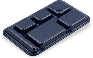 Charola de melamina derecha de 6 compartimentos 15" x 9" azul oscuro