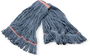 Cabezal de trapeador antimicrobiano grande looped-end azul con banda roja