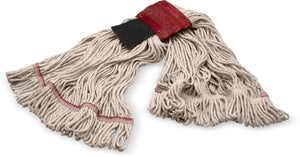 Cabezal de trapeador grande looped-end natural con banda roja y fibra talladora