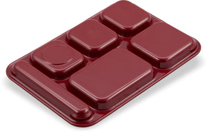 Charola de melamina derecha de 6 compartimentos 14.5" x 10" cranberry oscuro