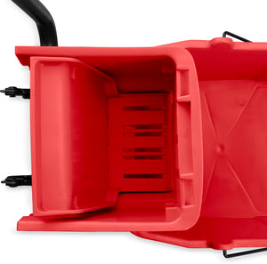 Cubeta comercial para trapeador con exprimidor lateral 26 qt roja