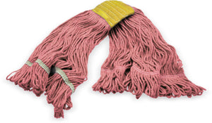Cabezal de trapeador pequeño looped-end rojo con banda amarilla 5"