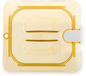 Tapa universal ranurada StorPlus High Heat con asa para inserto sexto ámbar