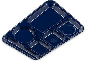 Charola de melamina izquierda pesada de 6 compartimentos 10" x 14" azul oscuro